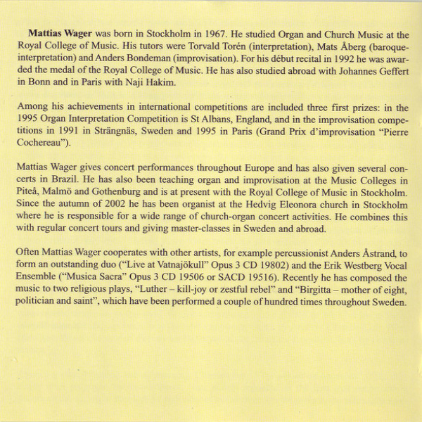 CD-диск Mattias Wager - Organ Treasures SACD - рис.4