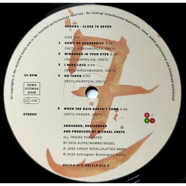 Виниловая пластинка Sandra – Close To Seven LP - рис.2