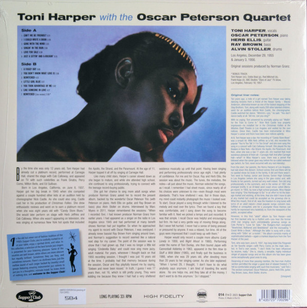 Виниловая пластинка Toni Harper With The Oscar Peterson Quartet – Toni - LP - рис.1
