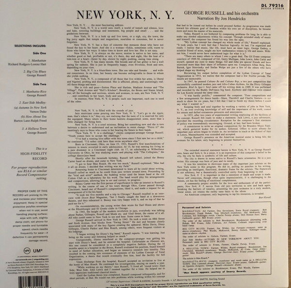 Виниловая пластинка George Russell Orchestra - New York N.Y. LP - рис.3