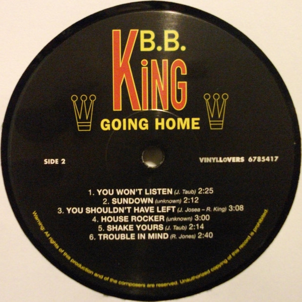 Виниловая пластинка B.B. King - Going Home - рис.3