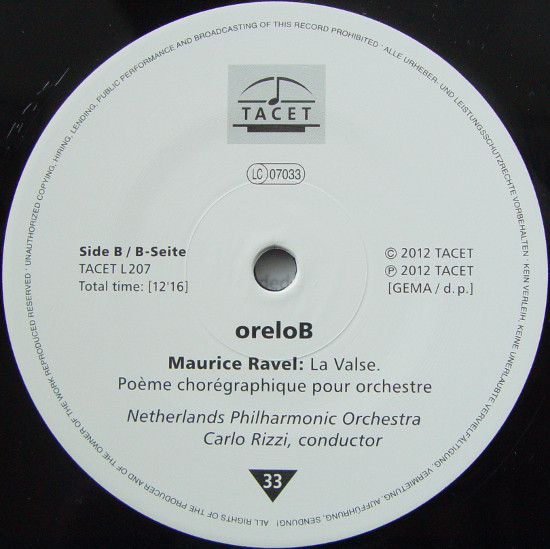 Виниловая пластинка Ravel, Netherlands Philharmonic Orchestra, Carlo Rizzi, Gordan Nikolitch – oreloB - Tacet LP - рис.3