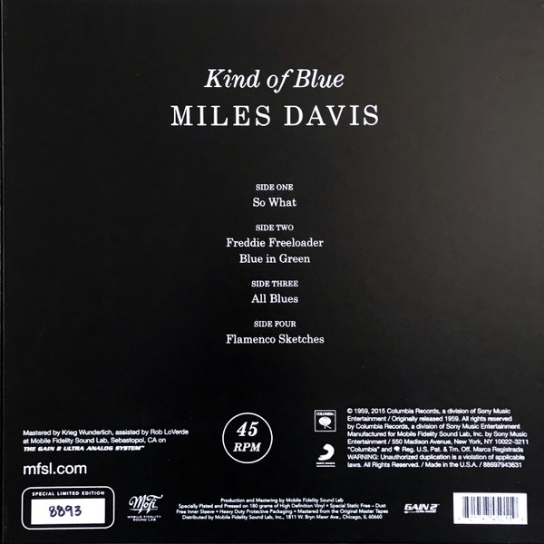 Виниловая пластинка Miles Davis – Kind Of Blue (MFSL) LP - рис.5