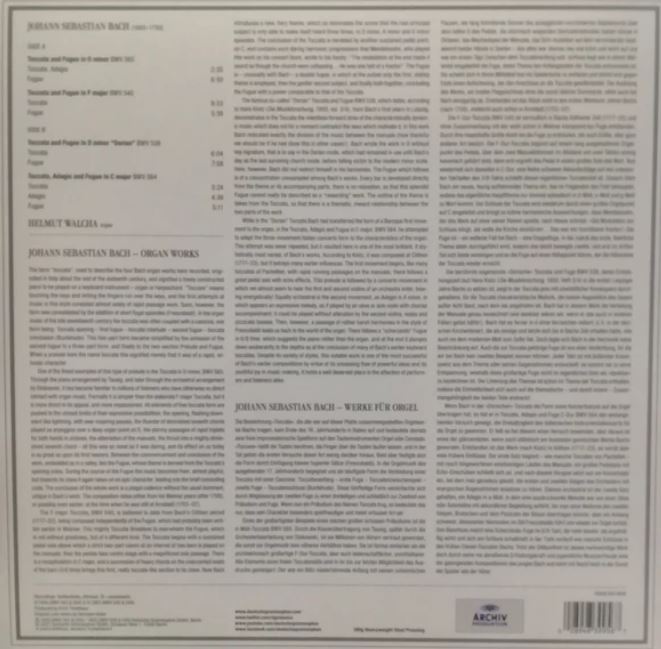 Виниловая пластинка Johann Sebastian Bach - Helmut Walcha - Toccaten Und Fugen LP - рис.1