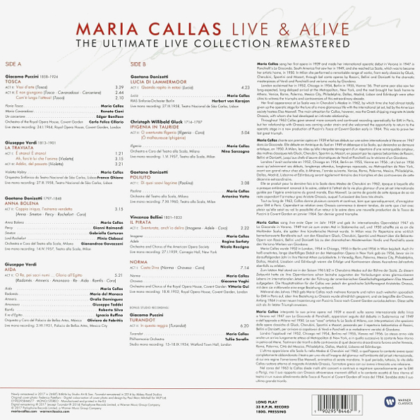 Виниловая пластинка MARIA CALLAS MARIA CALLAS: LIVE AND ALIVE LP - рис.1