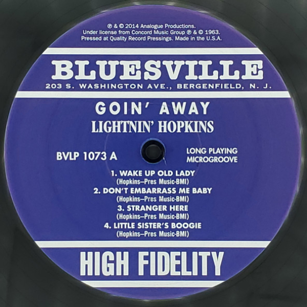 Виниловая пластинка Lightnin' Hopkins - Goin' Away (Analogue) LP - рис.2