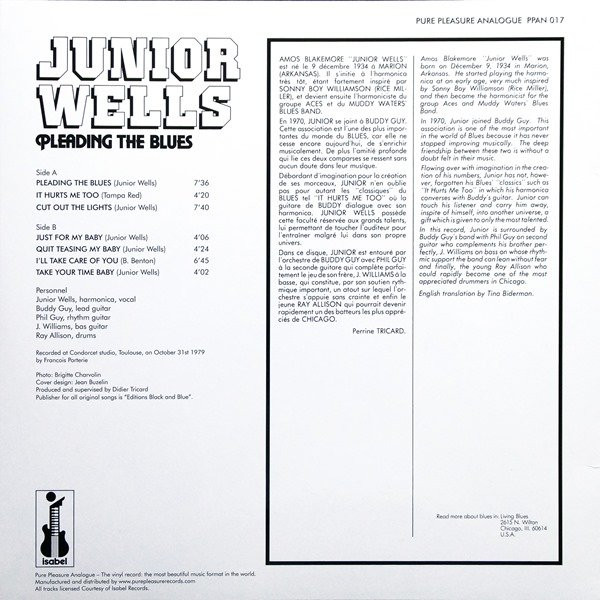 Виниловая пластинка Junior Wells – Pleading The Blues - Pure Pleasure LP - рис.1