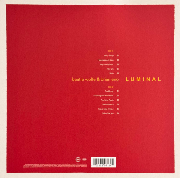Виниловая пластинка Beatie Wolfe & Brian Eno – Luminal - LP - рис.1