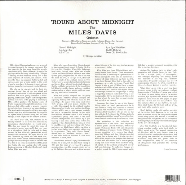 Виниловая пластинка Miles Davis – Round About Midnight (Coloured Blue) LP - рис.1