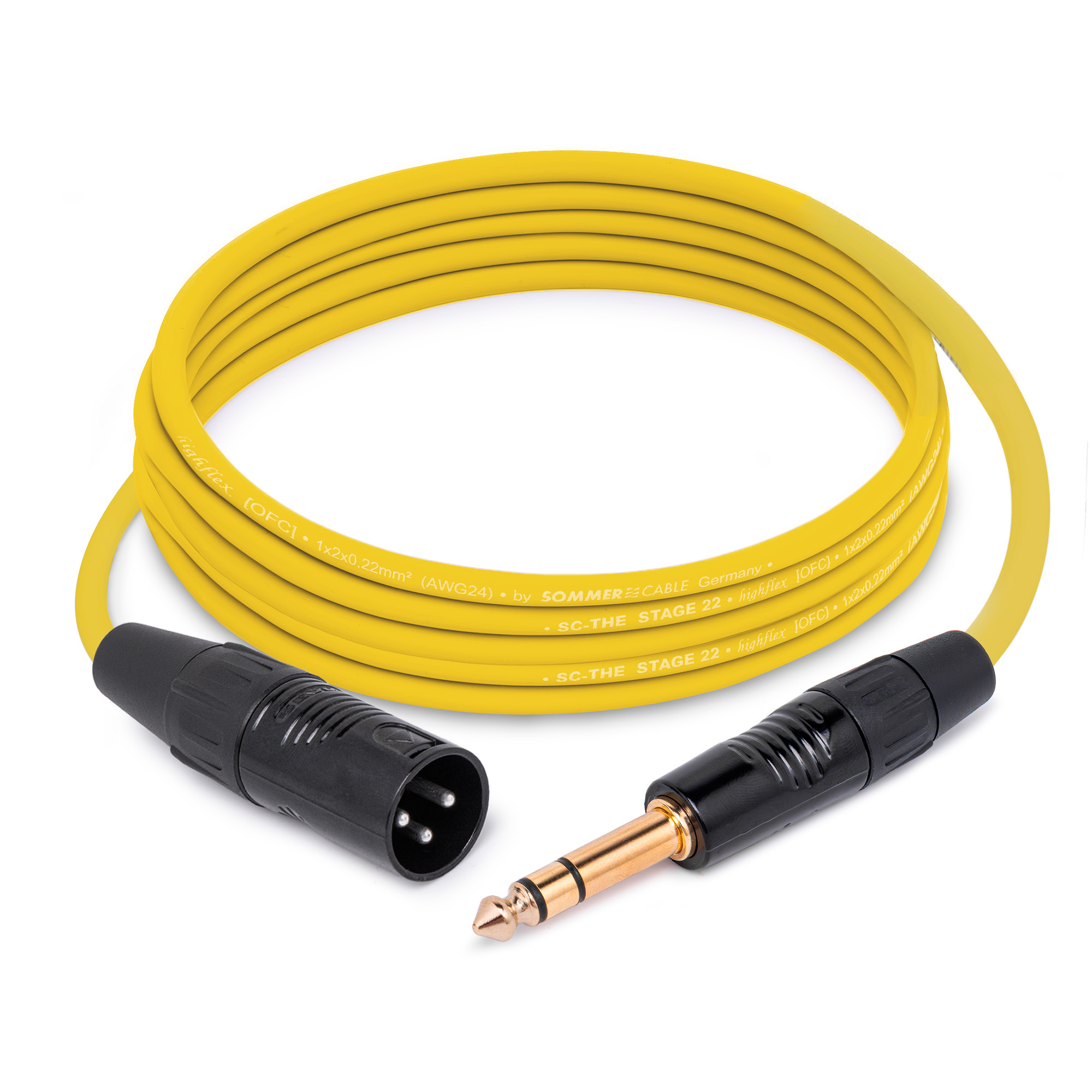 Кабель HeadMade Pro XLR-M - 6.3mm stereo Yellow 3m
