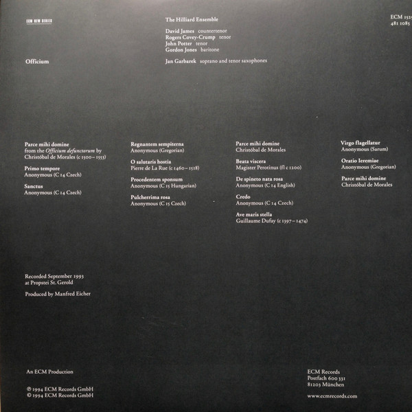Виниловая пластинка Jan Garbarek; The Hilliard Ensemble - Officium - рис.1