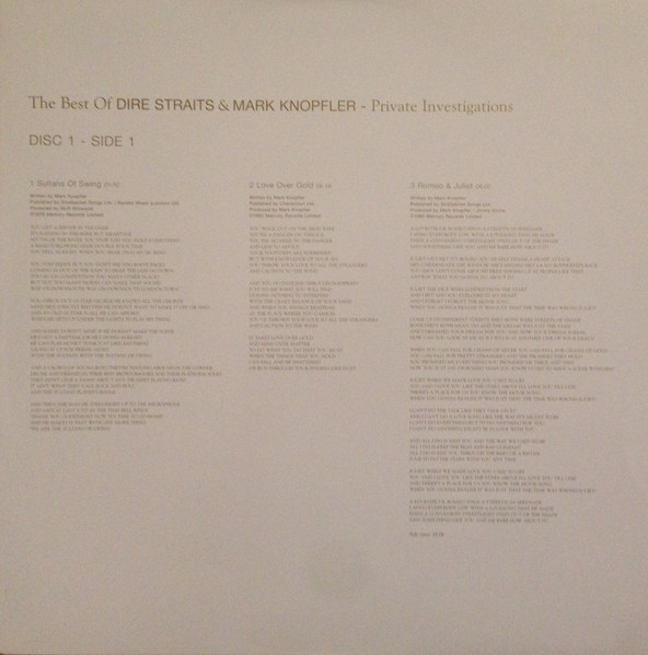 Виниловая пластинка Dire Straits & Mark Knopfler – Private Investigations (The Best Of) - 2LP - рис.11