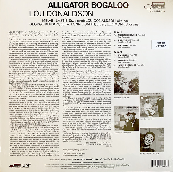 Виниловая пластинка Lou Donaldson ‎– Alligator Bogaloo LP - рис.3