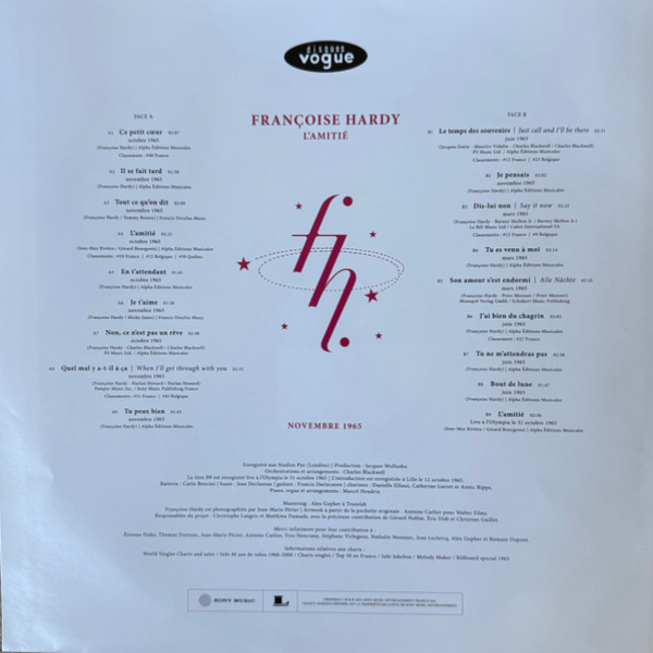 Пластинка Franсoise Hardy - Lamitie LP - рис.2