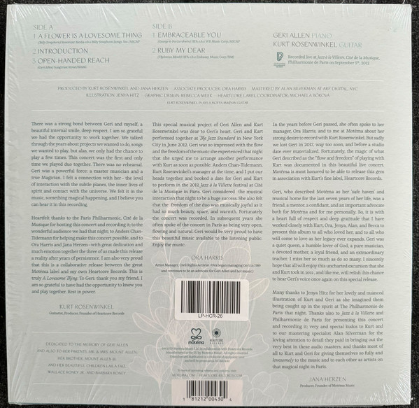 Виниловая пластинка Geri Allen, Kurt Rosenwinkel – A Lovesome Thing - LP - рис.1