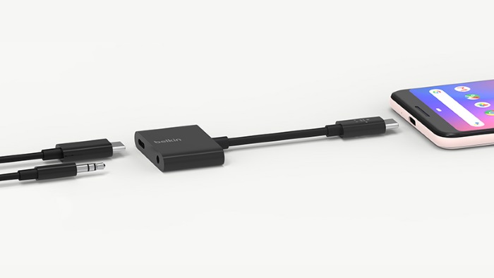 Belkin RockStar 3.5mm Audio + USB-C Charge Adapter Black Belkin RockStar 3.5mm Audio + USB-C Charge Adapter Black