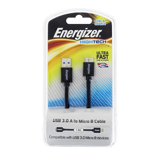 Кабель Energizer LCAEHUSY30BK2 USB - Micro B 3.0 1m - рис.0