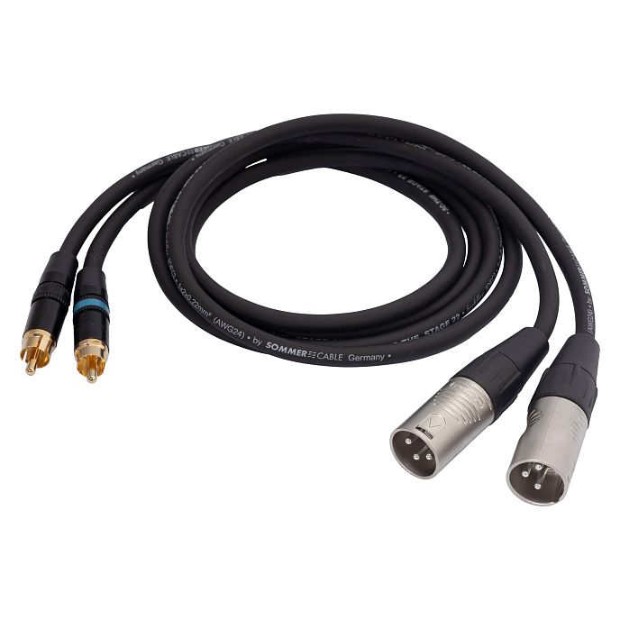 Кабель HeadMade Pro 2RCA - 2XLR-m Black 1m - рис.1