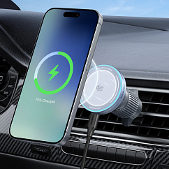 Беспроводная зарядная панель Ugreen W758 MagFlow 25W Magnetic Qi2.2 Wireless Car Charger Silver