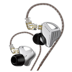 Наушники внутриканальные KZ ZVX without Mic silver проводные внутриканальные наушники с динамическим драйвером_OpenBox