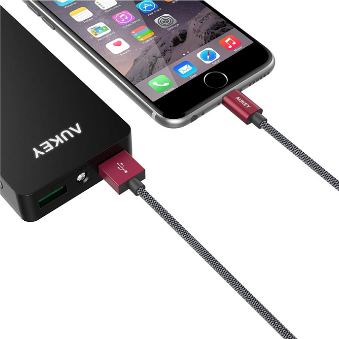 Кабель Aukey USB to Lightning Textile Cable 1.0m Red - рис.3