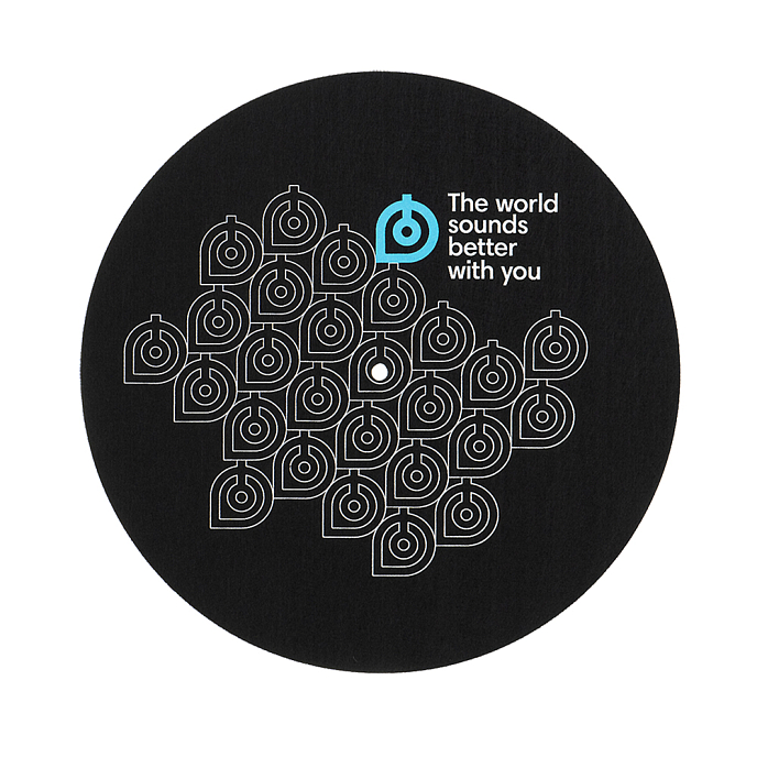 Мат для проигрывателей винила Dr.Head SlipMat The World Sounds Better With You, Black - рис.0