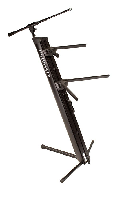Стойка Ultimate Support AX-48 Pro Plus black клавишная стойка apex-серии на 2 инструмента, с микрофонным держателем и чехлом, черная_OpenBox - рис.0