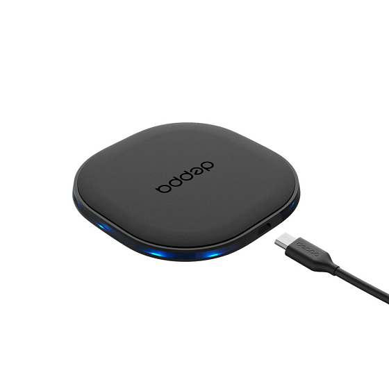 Сетевое зарядное устройство Deppa QI Wireless Fast Charger 10W Black - рис.0