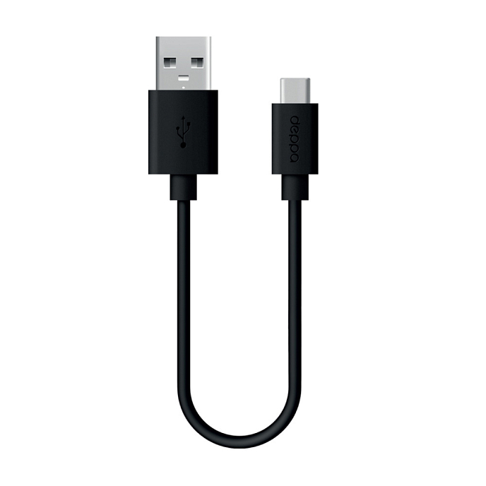 Кабель Deppa USB-A-USB-C 2.4A 1.2m Black - рис.0
