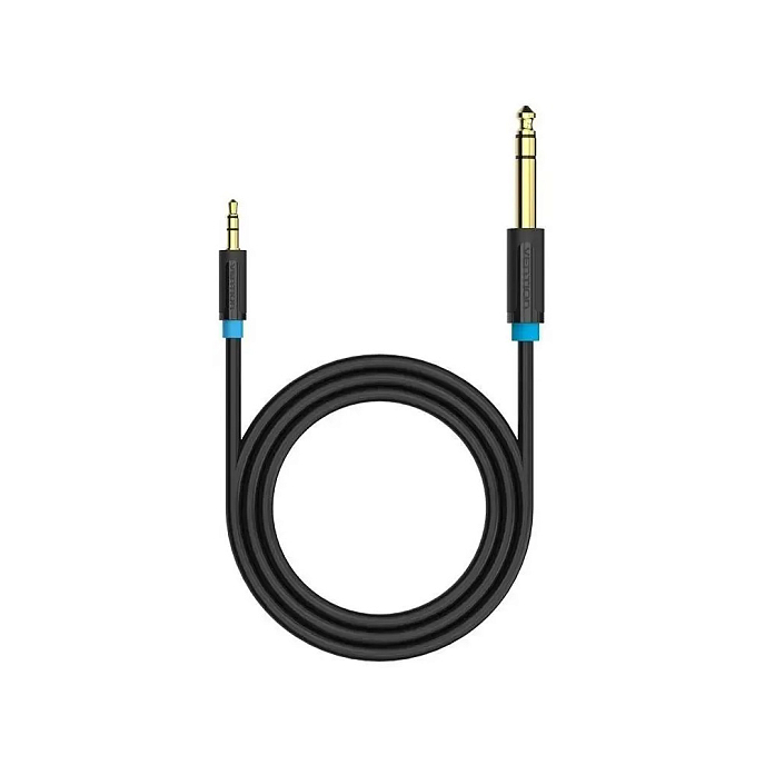 Кабель Vention 6.35mm Male - 6.35mm Male Black 1m - рис.1