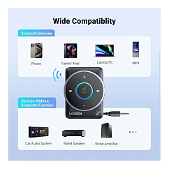 Bluetooth-адаптер Ugreen CM723 Car Bluetooth 5.3 Receiver Audio Adapter Black