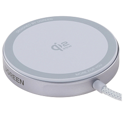 Беспроводная зарядная панель Ugreen W753 MagFlow 25W Magnetic Wireless Charger with USB-C 25W Silver