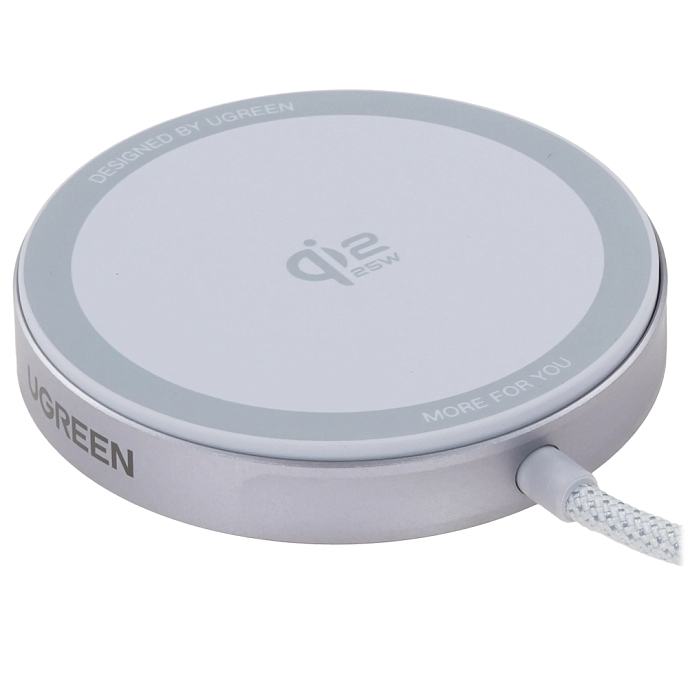 Беспроводная зарядная панель Ugreen W753 MagFlow 25W Magnetic Wireless Charger with USB-C 25W Silver - рис.2