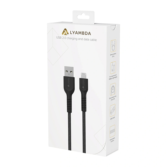 Кабель Lyambda LALm25 USB Type-A/Lightning Black - рис.5