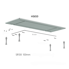 Стол ddHiFi HS650 x 1 + HS250 x 1 + SR100 x 6 Pinkish Gray/Silver