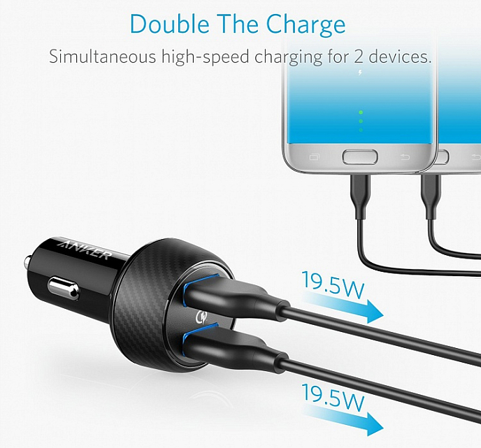Автомобильное зарядное устройство Anker PowerDrive+ 2 car charger black - рис.4