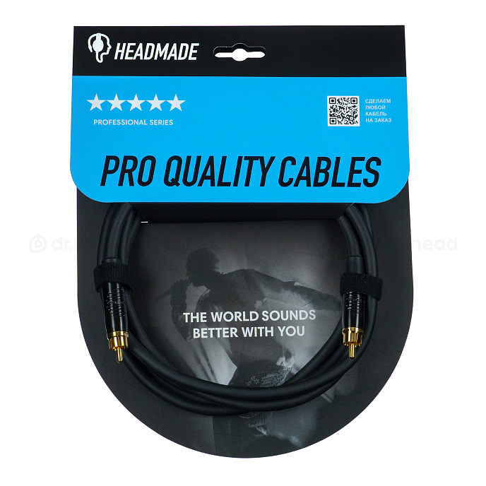 Кабель HeadMade Pro for Subwoofer RCA - RCA Black 3m - рис.0