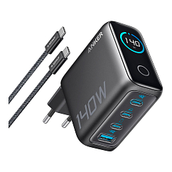 Сетевое зарядное устройство Anker Charger 3C1A 140W with USB Cable Dark Gray