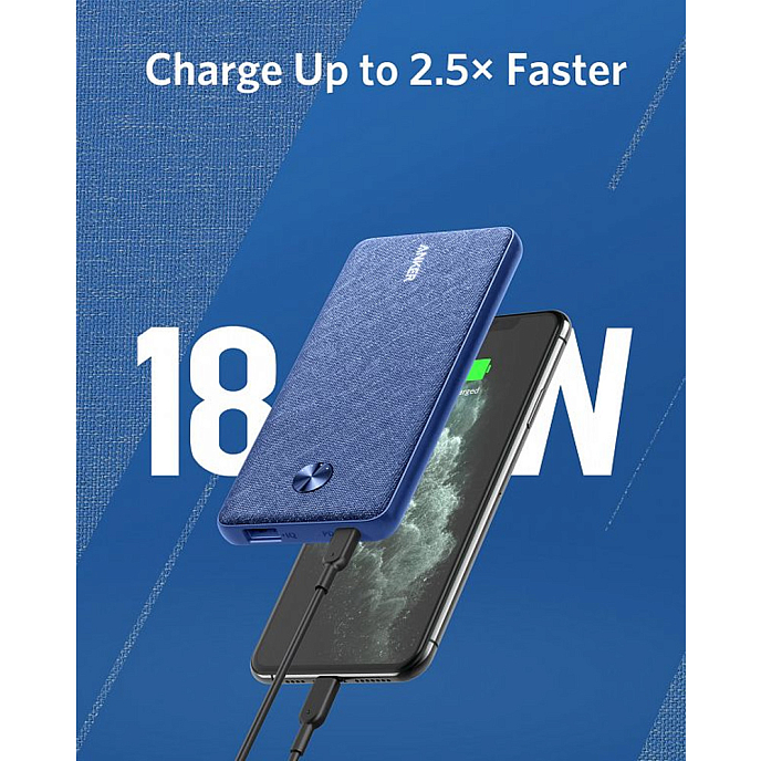 Внешний аккумулятор Anker PowerCore Sense 10000 PD Fabric Blue - рис.1