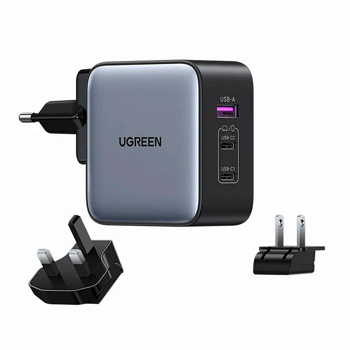 Сетевое зарядное устройство Ugreen CD296 65W USB-A + USB-C GaN Grey - рис.2