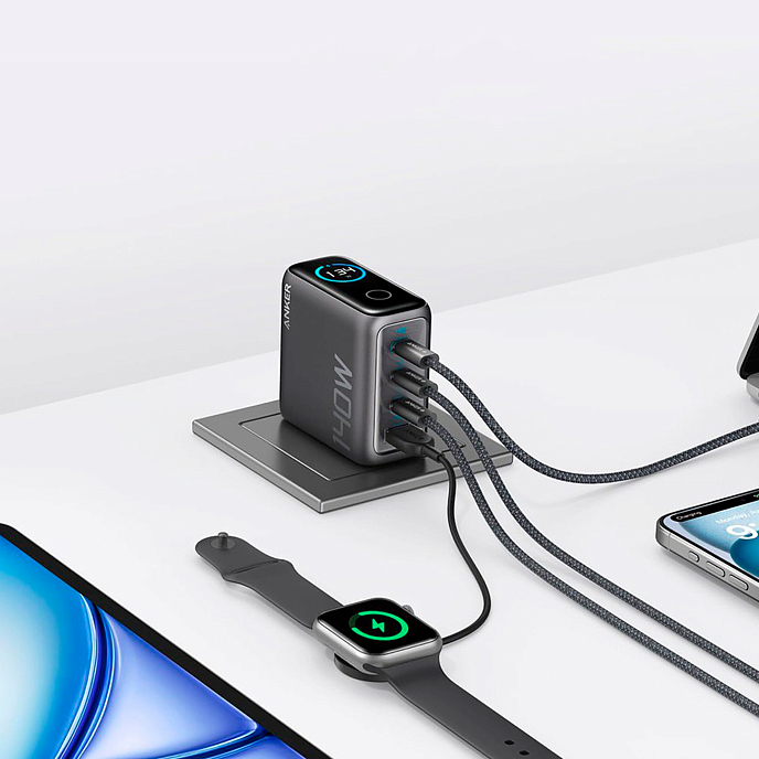 Сетевое зарядное устройство Anker Charger 3C1A 140W with USB Cable Dark Gray - рис.2