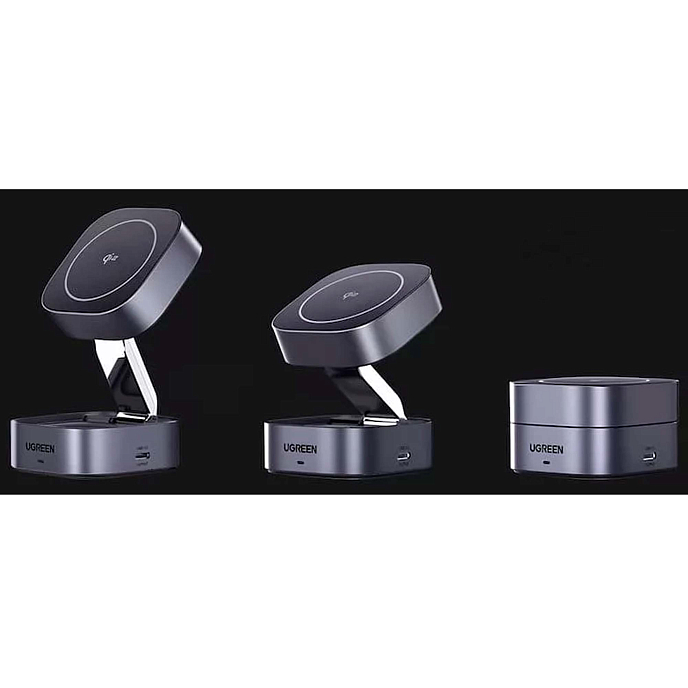 Беспроводная зарядка Ugreen W526 Magnetic Wireless Charger Grey Cosmos - рис.4