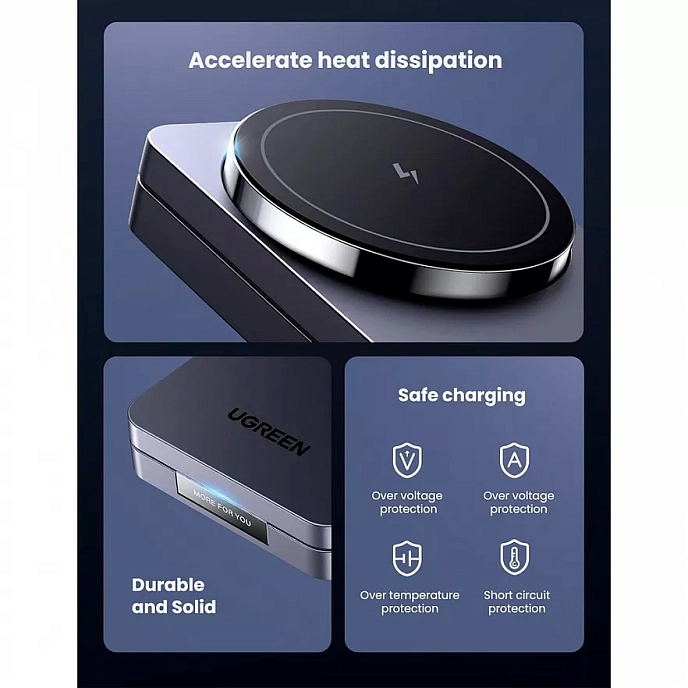 Зарядное устройство Ugreen W528 2-in-1 Wireless Charger for Iphone 7.5W, AirPods White - рис.3