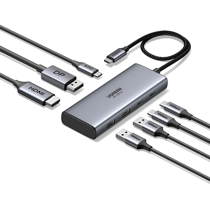 USB HUB Ugreen CM498 7-in-1 USB-C Grey Cosmos - рис.1