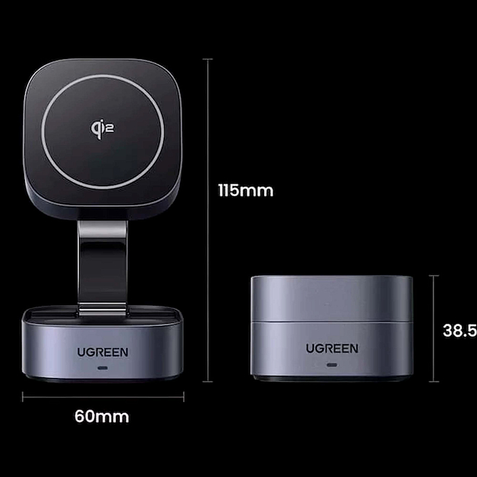 Беспроводная зарядка Ugreen W526 Magnetic Wireless Charger Grey Cosmos - рис.5