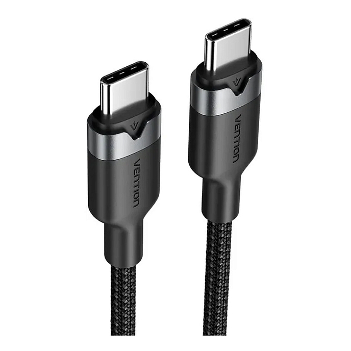 Кабель Vention USB 2.0 USB-C - USB-C 3A PD60W Braided Black 2m - рис.1