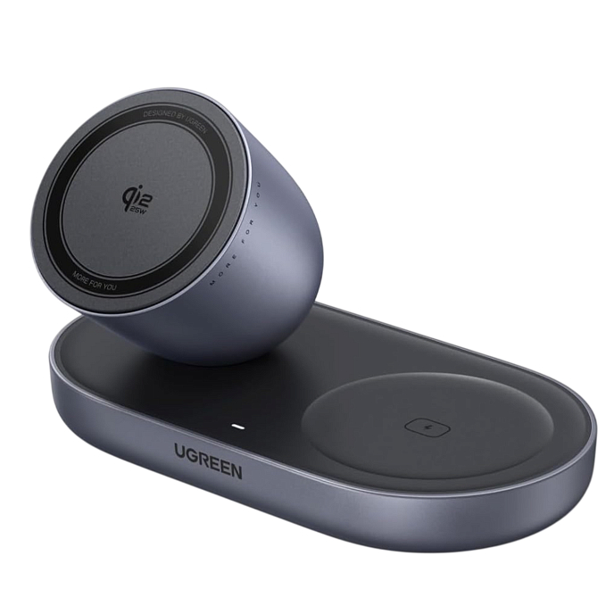 Зарядное устройство UGREEN W751 ZAPIX 2-in-1 Wireless Charger Grey Cosmos - рис.0