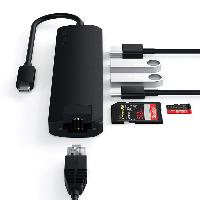 USB HUB Satechi Type-C Slim Multiport with Ethernet Adapter Black - рис.4