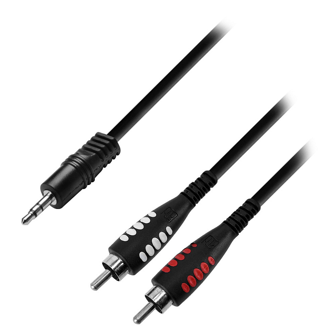 Кабель Adam Hall K3YWCC0300 black 3.5mm - 2 RCA 1m - рис.0
