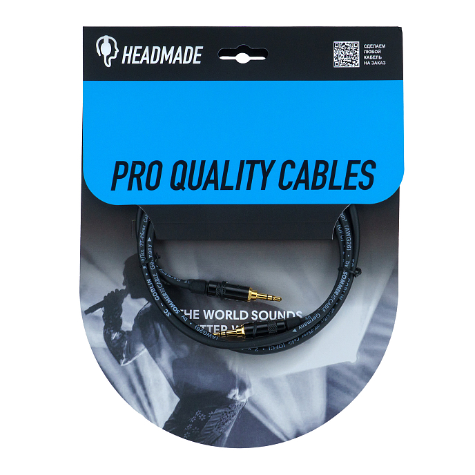 Кабель HeadMade Pro 3.5-m - 3.5-m Black 1m - рис.0